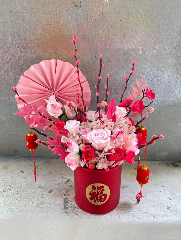 pink chinese new year flower box